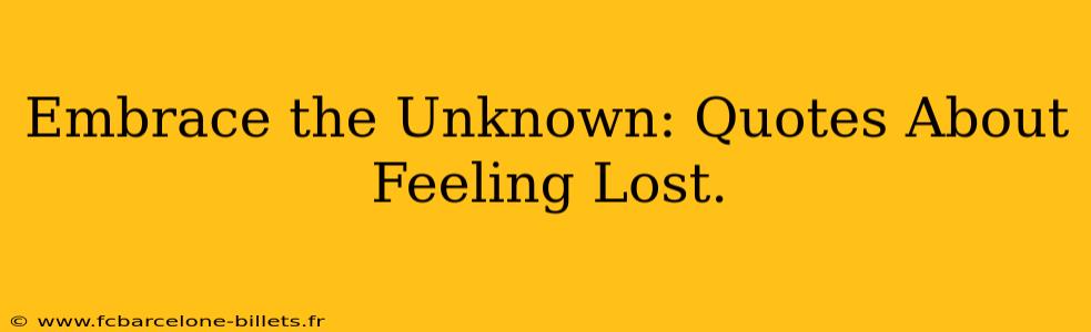 Embrace the Unknown: Quotes About Feeling Lost.