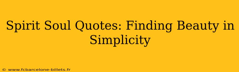 Spirit Soul Quotes: Finding Beauty in Simplicity