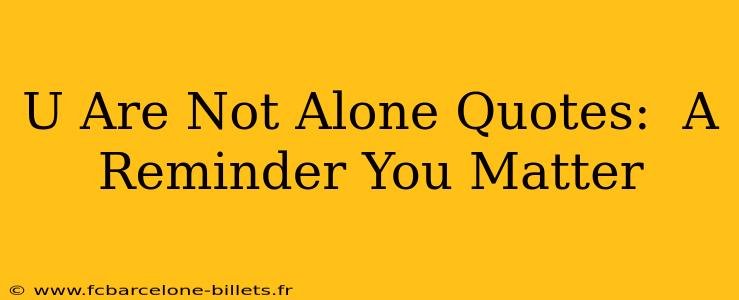 U Are Not Alone Quotes:  A Reminder You Matter