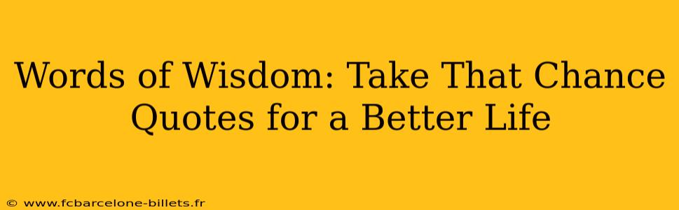 Words of Wisdom: Take That Chance Quotes for a Better Life
