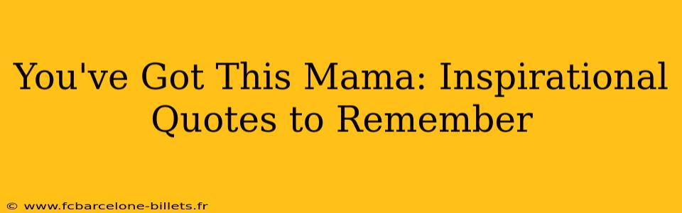 You've Got This Mama: Inspirational Quotes to Remember
